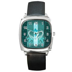 Snowboarder With Snowboard Square Metal Watches by FantasyWorld7