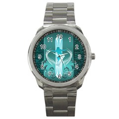 Snowboarder With Snowboard Sport Metal Watches by FantasyWorld7