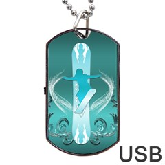 Snowboarder With Snowboard Dog Tag Usb Flash (two Sides) 