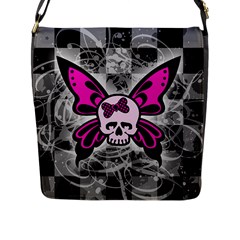 Skull Butterfly Flap Messenger Bag (l)  by ArtistRoseanneJones