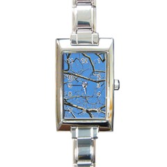 Leafless Tree Branches Against Blue Sky Rectangle Italian Charm Watches