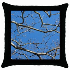 Leafless Tree Branches Against Blue Sky Throw Pillow Cases (black) by dflcprints