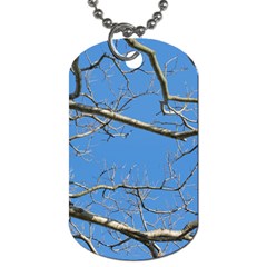 Leafless Tree Branches Against Blue Sky Dog Tag (one Side) by dflcprints