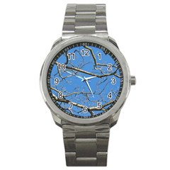 Leafless Tree Branches Against Blue Sky Sport Metal Watches by dflcprints