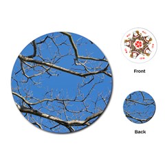 Leafless Tree Branches Against Blue Sky Playing Cards (round)  by dflcprints