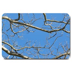 Leafless Tree Branches Against Blue Sky Large Doormat  by dflcprints