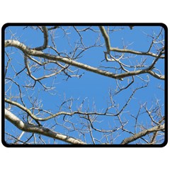 Leafless Tree Branches Against Blue Sky Fleece Blanket (large) 