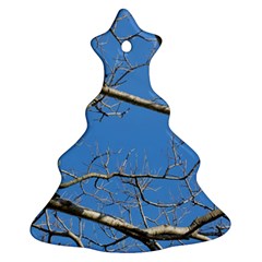 Leafless Tree Branches Against Blue Sky Christmas Tree Ornament (2 Sides) by dflcprints