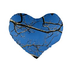 Leafless Tree Branches Against Blue Sky Standard 16  Premium Heart Shape Cushions