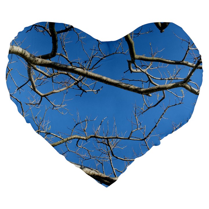 Leafless Tree Branches Against Blue Sky Large 19  Premium Heart Shape Cushions