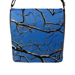 Leafless Tree Branches Against Blue Sky Flap Messenger Bag (l) 