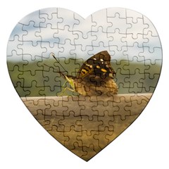 Butterfly Against Blur Background At Iguazu Park Jigsaw Puzzle (heart) by dflcprints