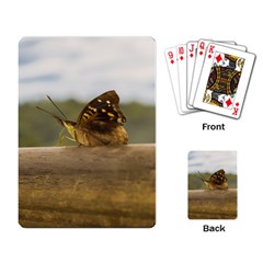 Butterfly Against Blur Background At Iguazu Park Playing Card by dflcprints