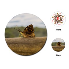 Butterfly Against Blur Background At Iguazu Park Playing Cards (round)  by dflcprints