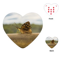 Butterfly Against Blur Background At Iguazu Park Playing Cards (heart)  by dflcprints