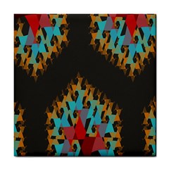 Blue, Gold, And Red Pattern Tile Coasters by digitaldivadesigns