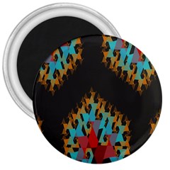 Blue, Gold, And Red Pattern 3  Magnets by digitaldivadesigns