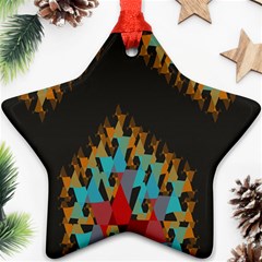 Blue, Gold, And Red Pattern Ornament (star) 