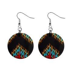 Blue, Gold, And Red Pattern Mini Button Earrings