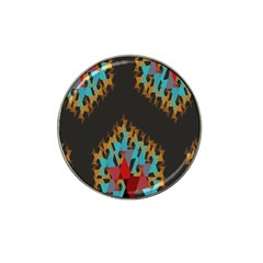 Blue, Gold, And Red Pattern Hat Clip Ball Marker (4 Pack)