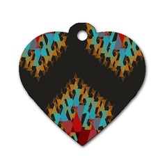 Blue, Gold, And Red Pattern Dog Tag Heart (one Side)