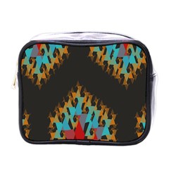 Blue, Gold, And Red Pattern Mini Toiletries Bags by digitaldivadesigns