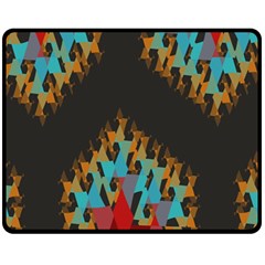 Blue, Gold, And Red Pattern Fleece Blanket (medium) 