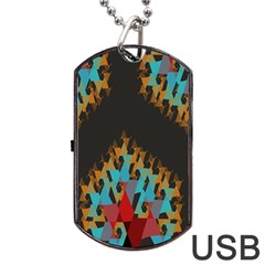 Blue, Gold, And Red Pattern Dog Tag Usb Flash (two Sides) 