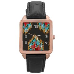 Blue, Gold, And Red Pattern Rose Gold Watches