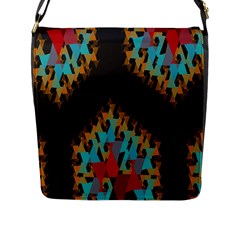 Blue, Gold, And Red Pattern Flap Messenger Bag (l) 