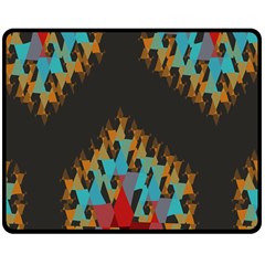 Blue, Gold, And Red Pattern Double Sided Fleece Blanket (medium)  by digitaldivadesigns