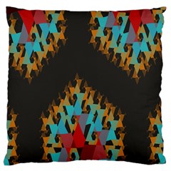 Blue, Gold, And Red Pattern Large Flano Cushion Cases (one Side)  by digitaldivadesigns