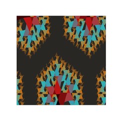 Blue, Gold, And Red Pattern Small Satin Scarf (square) 