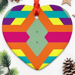 Colorful Rhombus And Stripes Ornament (heart)