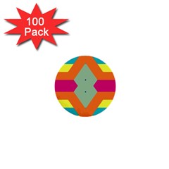 Colorful Rhombus And Stripes 1  Mini Button (100 Pack)  by LalyLauraFLM