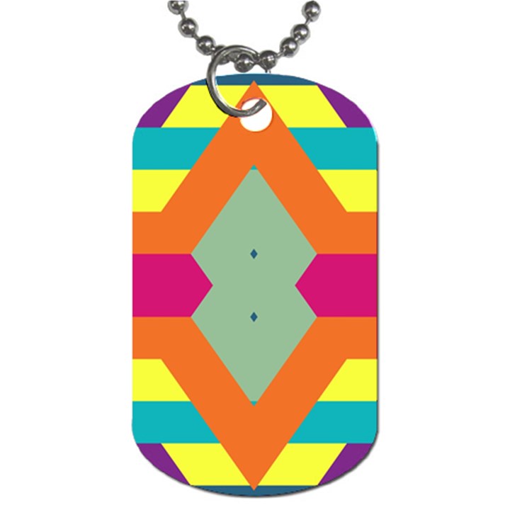 Colorful rhombus and stripes Dog Tag (One Side)