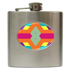 Colorful Rhombus And Stripes Hip Flask (6 Oz)