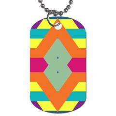 Colorful Rhombus And Stripes Dog Tag (two Sides) by LalyLauraFLM