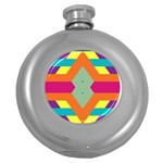 Colorful rhombus and stripes Hip Flask (5 oz) Front