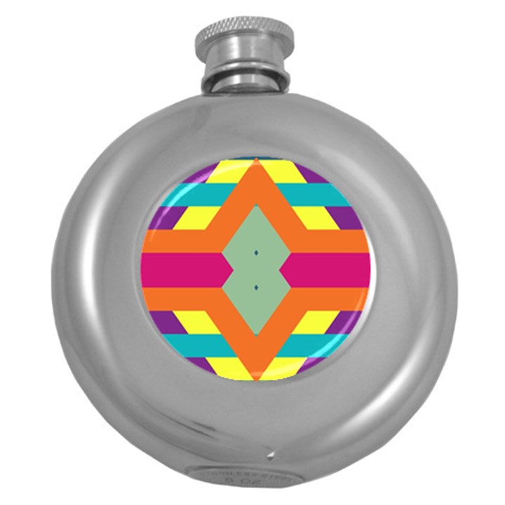 Colorful rhombus and stripes Hip Flask (5 oz)