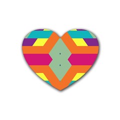 Colorful Rhombus And Stripes Rubber Coaster (heart)