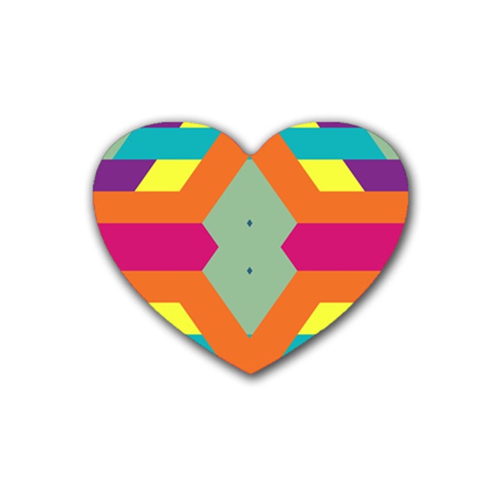 Colorful rhombus and stripes Heart Coaster (4 pack)