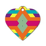 Colorful rhombus and stripes Dog Tag Heart (One Side) Front