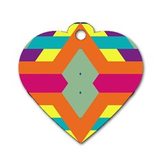 Colorful Rhombus And Stripes Dog Tag Heart (two Sides) by LalyLauraFLM