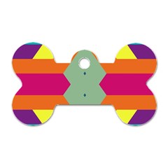 Colorful Rhombus And Stripes Dog Tag Bone (two Sides)