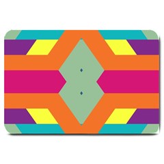 Colorful Rhombus And Stripes Large Doormat