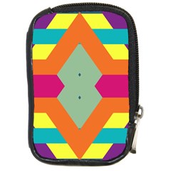 Colorful Rhombus And Stripes Compact Camera Leather Case by LalyLauraFLM