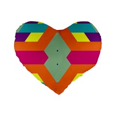 Colorful Rhombus And Stripes Standard 16  Premium Heart Shape Cushion 