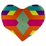 Colorful rhombus and stripes Large 19  Premium Heart Shape Cushion Back