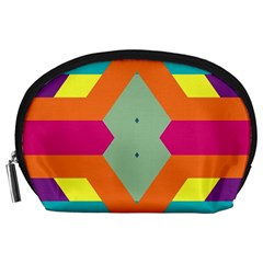 Colorful Rhombus And Stripes Accessory Pouch by LalyLauraFLM